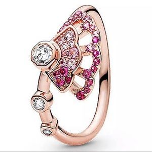Pandora Pink Fan Ring Size 8